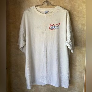 Budweiser Ski Vintage Thrashed Tee White Graphic T-Shirt Sugar Creek 1996 XL
